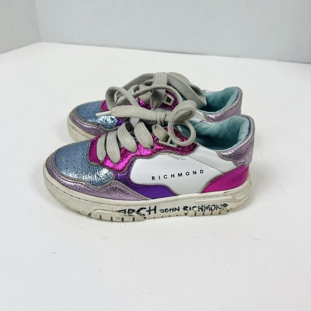 Girls John Richmond Leather Sneakers sz 25 US 8.5 Leather Lining Pink‎ Purple
